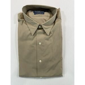 Polo Ralph Lauren Marlowe L Tan Stretch Dress Shirt 97% Cotton NWT Pinned
